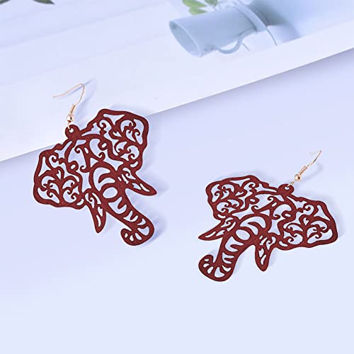 MagiDeal Elephant Head Filigree Fishhook Earrings - Image 3