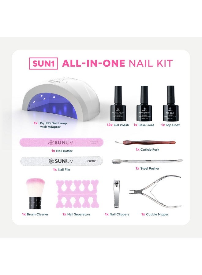 SUNUV Gel Nail Polish Kit With Uv Light 48W Nail Lamp, 12 Colors Nail Gel Kit, Base And Glossy Top Coat Gel Nail Set Manicure Tools Gift For Woman - Image 2