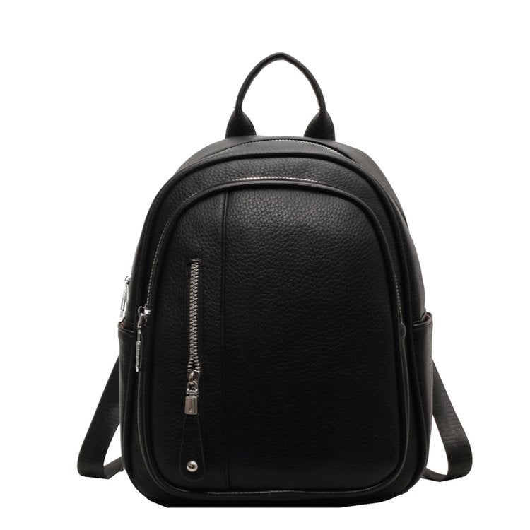Backpack New 2023 Korean style womens backpack fashionable casual lightweight commuter backpack simple mummy travel bag Black 