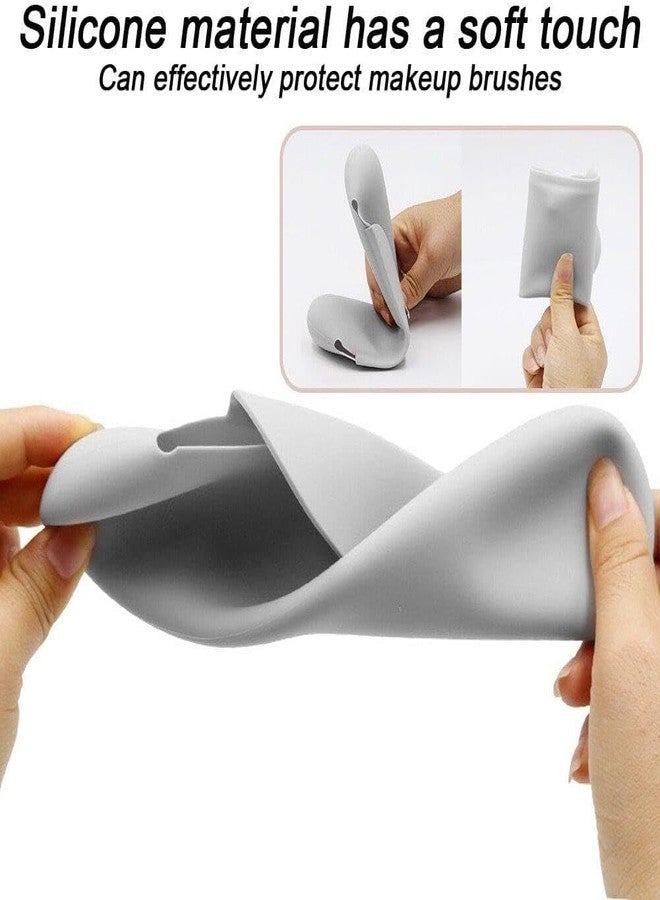 INOVERA (LABEL) Silicone Large Makeup Brush Holder - Cosmetic Face Brushes Pouch - Magnetic Anti-Fall Out, Sleek and Soft Makeup Tools Organizer for Travel (Grey) - Image 5