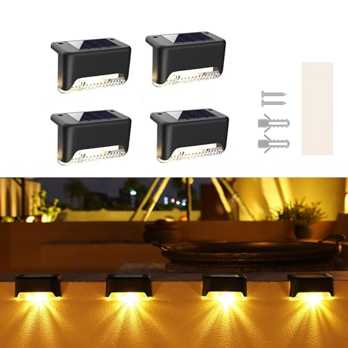 BRITSPEAR plastic Waterproof LED Solar Powered Deck Stair Outdoor Light for Railing, Wall Garden,Pathway, Backyard, Patio, and Balcony Decoration (4) - Image 1