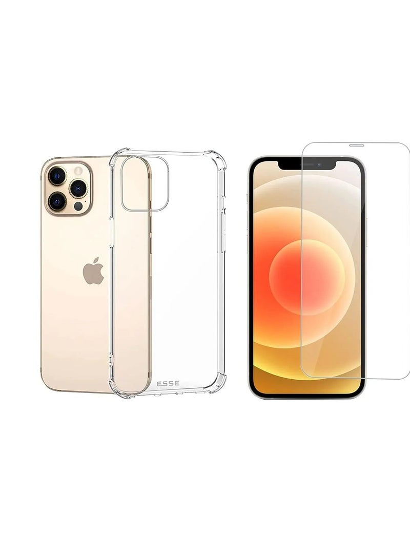 إي أس أس إي جراب ESSE شفاف مقاوم للصدمات مع زجاج حماية للشاشة لهاتف iPhone 12 Pro Max - Image 1