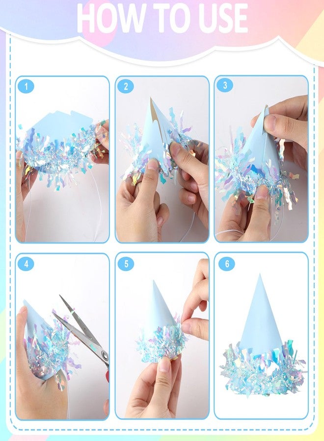 Oitnlaughter 24 Pcs Iridescent Foil Pastel Mini Party Hats for Dog Cat Birthday Party Supplies Pastel Rainbow Small Puppy Birthday Hats Colorful Paper Cone Caps for Dolls Animals Pets Grooming Costume Accessories - Image 4