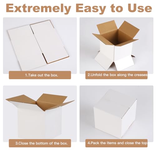 HANWRAPS Shipping Boxes,3.5x3.5x3.5 inches 6 PCS Small Shipping Boxes,White Corrugated Cardboard Boxes for Packing, Mailing, Moving,Gifts & Storage,Heavy-Duty（White ） - Image 4