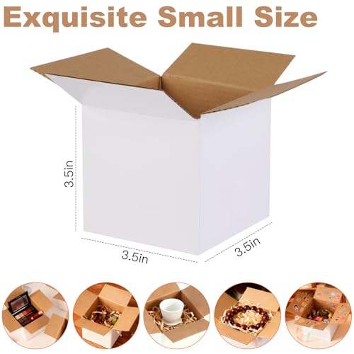 HANWRAPS Shipping Boxes,3.5x3.5x3.5 inches 6 PCS Small Shipping Boxes,White Corrugated Cardboard Boxes for Packing, Mailing, Moving,Gifts & Storage,Heavy-Duty（White ） - Image 2