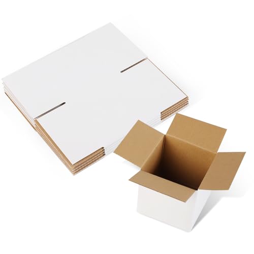 HANWRAPS Shipping Boxes,3.5x3.5x3.5 inches 6 PCS Small Shipping Boxes,White Corrugated Cardboard Boxes for Packing, Mailing, Moving,Gifts & Storage,Heavy-Duty（White ） - Image 1