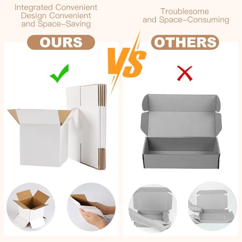 HANWRAPS Shipping Boxes,3.5x3.5x3.5 inches 6 PCS Small Shipping Boxes,White Corrugated Cardboard Boxes for Packing, Mailing, Moving,Gifts & Storage,Heavy-Duty（White ） - Image 5
