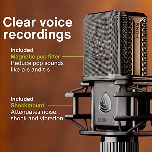 Lewitt LCT 440 Pure Single-Pattern 1" XLR Unidirectional Large Diaphragm Studio Condenser Microphone (Black) - Image 2