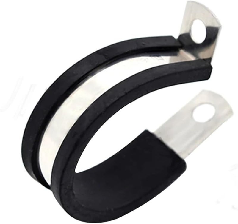 304 Stainless Steel Rubber Lined P Clips Cable Mounting Hose Pipe Clamp 10mm 2pcs - Image 1