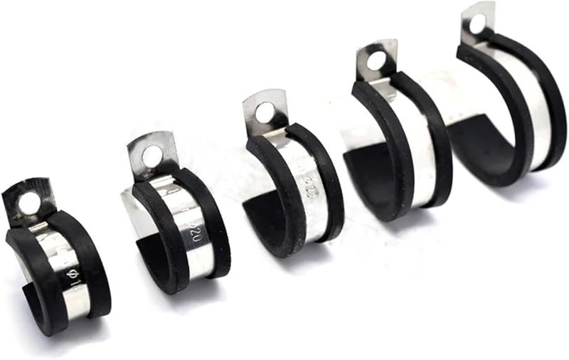 304 Stainless Steel Rubber Lined P Clips Cable Mounting Hose Pipe Clamp 10mm 2pcs - Image 4