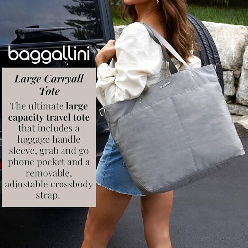 Baggallini Large Carryall Tote Bag for Women - Lightweight Nylon Zipper Top Weekender Travel Beach Bag Personal Item w/Luggage Sleeve - Image 2