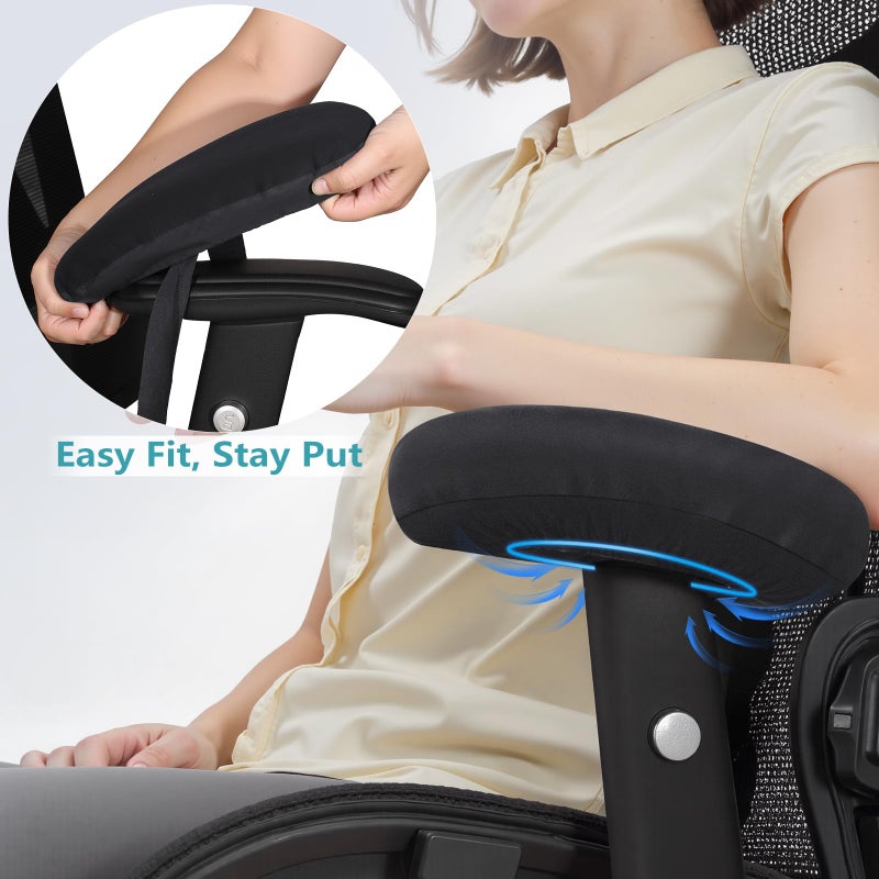 Virelis Office Chair Arm Covers with Soft Sponge Padding & Armrest Organizer, Removable & Washable Arm Rest Cover with Chair Pockets â€“ Comfortable, Durable Covers for Office and Desk Chairs - Image 5