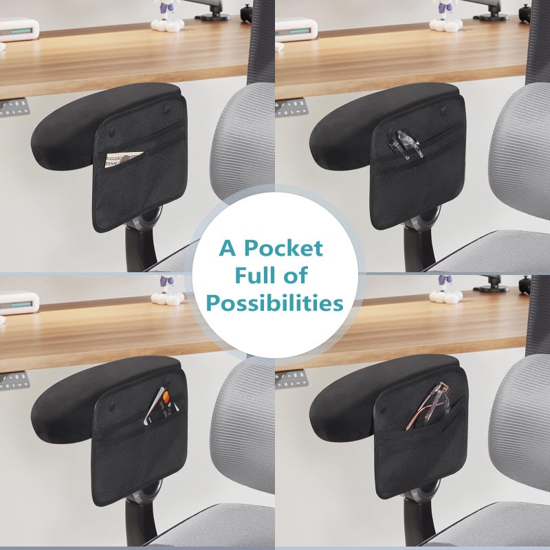 Virelis Office Chair Arm Covers with Soft Sponge Padding & Armrest Organizer, Removable & Washable Arm Rest Cover with Chair Pockets â€“ Comfortable, Durable Covers for Office and Desk Chairs - Image 4