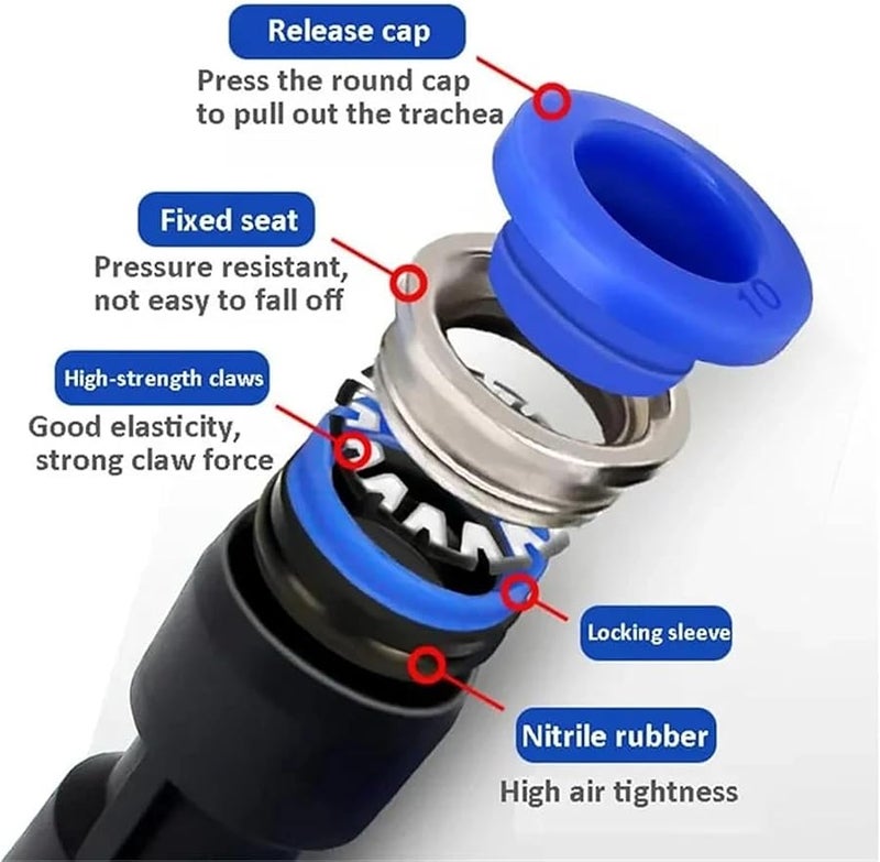 مقبس خرطوم الهواء 50 قطعة بلاستيك PU PG 8 4 مم دفع في أنبوب تركيب قابس - Image 5