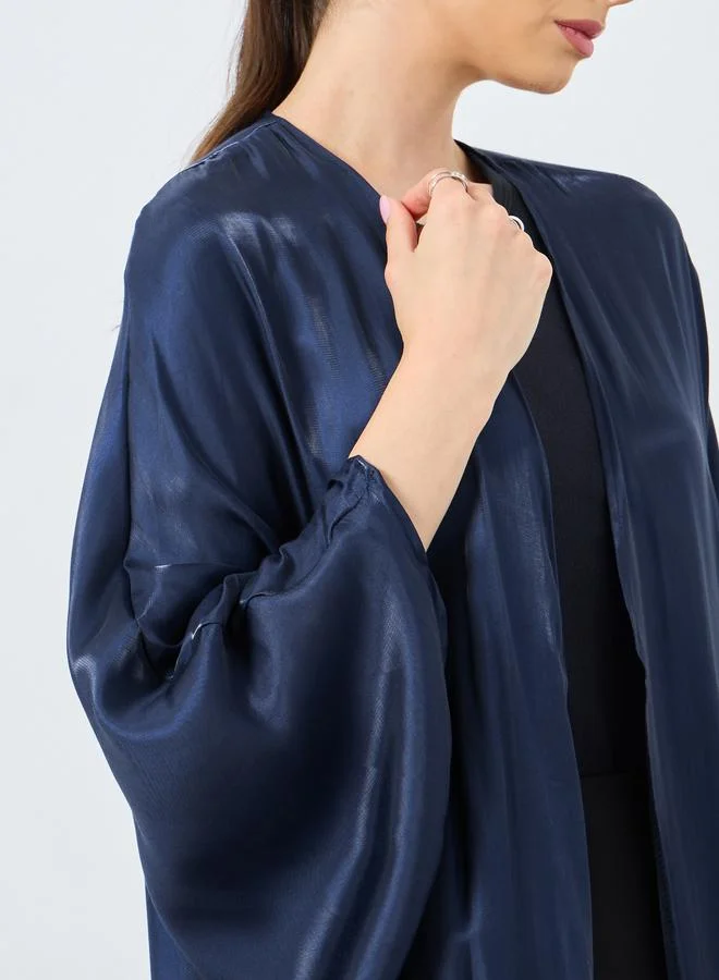 تايك تو Take Two Metallic Batwing Sleeve Open Front Abaya