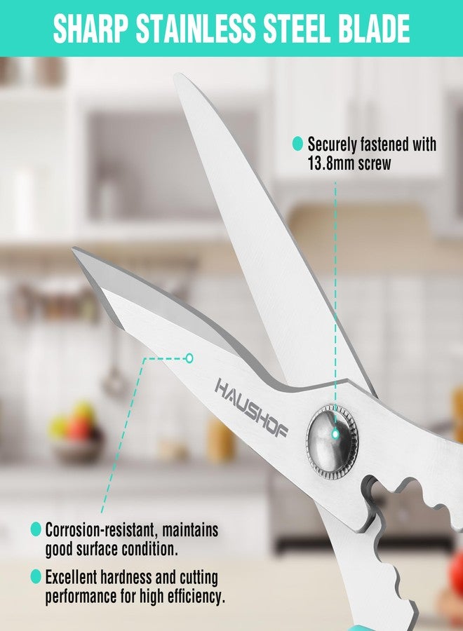 HAUSHOF Kitchen Scissors for Food, Heavy Duty Kitchen Shears, Sharp Stainless Steel Shears with Soft Grip, U-Groove Design, 8-1/4" Food Scissors for Meat, Vegetables, Fine Bones - Image 2