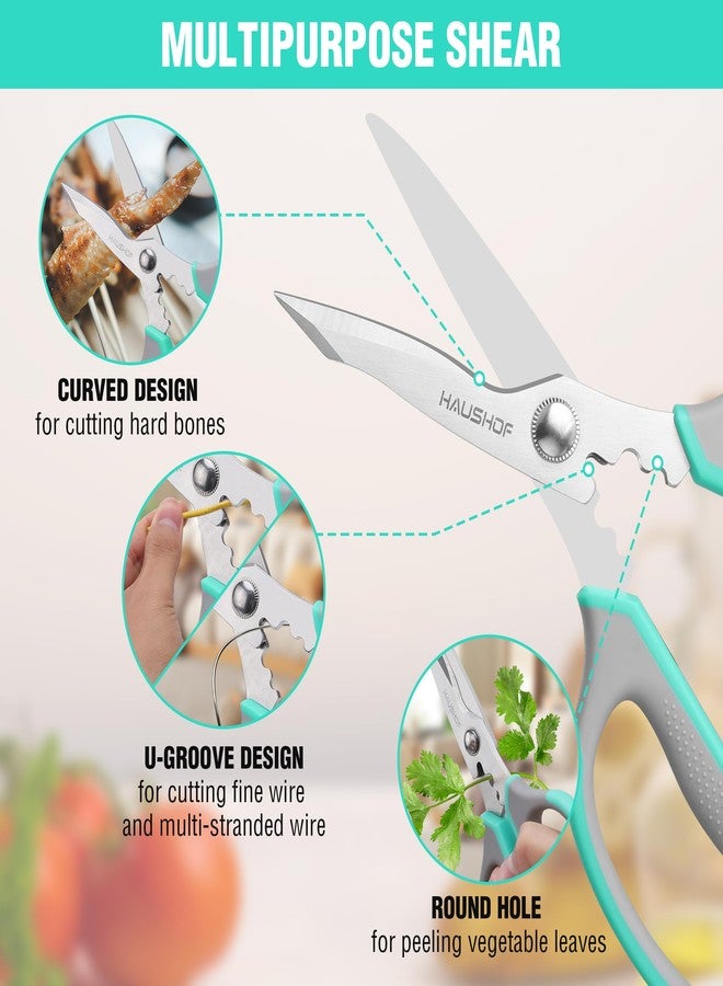 HAUSHOF Kitchen Scissors for Food, Heavy Duty Kitchen Shears, Sharp Stainless Steel Shears with Soft Grip, U-Groove Design, 8-1/4" Food Scissors for Meat, Vegetables, Fine Bones - Image 4