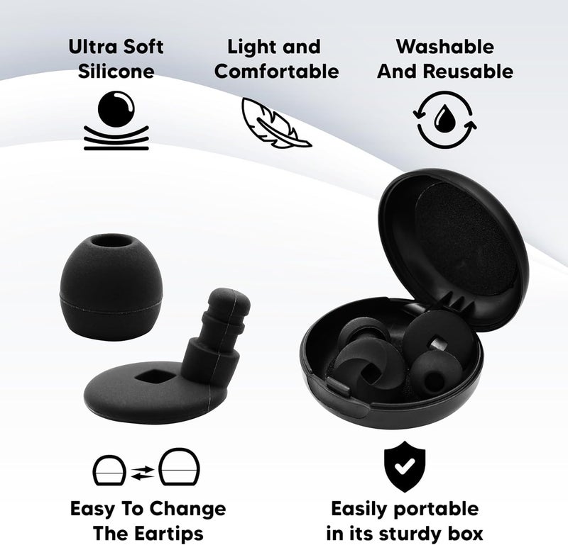 Onomie Loop Earplugs for Noise Reduction High Fidelity Ear Protection for Concerts, Work, Noise Reduction, Studying, Musicians, Motorcycles, Relaxation - SNR 33 Filter Sound Blocking - Reusable Flexible Earplugs for Sleep - Travel , 4 Ear Tips in XS,S,M, L (White, One Size) - Image 5