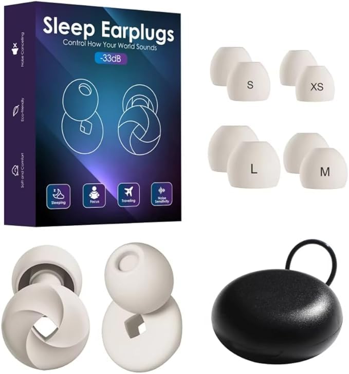 Onomie Loop Earplugs for Noise Reduction High Fidelity Ear Protection for Concerts, Work, Noise Reduction, Studying, Musicians, Motorcycles, Relaxation - SNR 33 Filter Sound Blocking - Reusable Flexible Earplugs for Sleep - Travel , 4 Ear Tips in XS,S,M, L (White, One Size) - Image 2