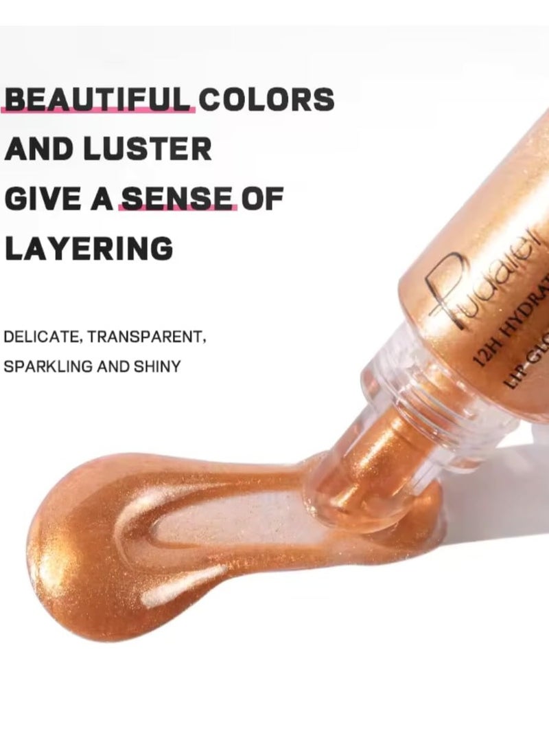 pudaier Lip Gloss Plumping Moisturizing and 12H Hydration Scented Vegan Lip Plumper Liquid Lipstick Sparkling Shiny Glossy Finish Lip Color Lifter Lip Plump Oil Gloss Lip Oil 08 - Image 2