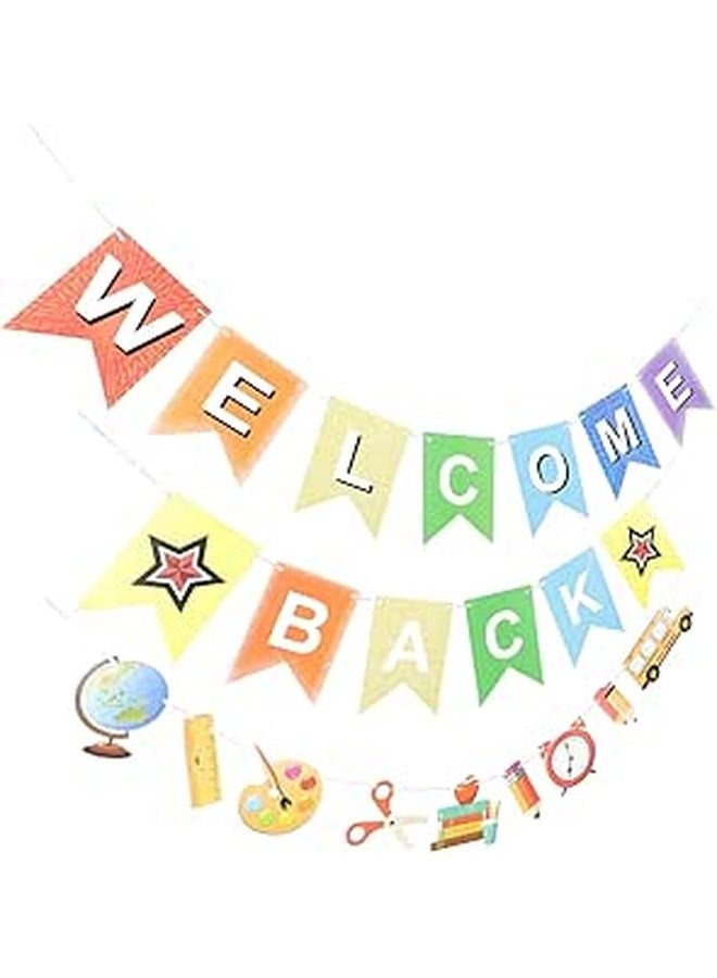 Back To School Hanging Banner 2 Pieces Classroom Party Decorations Indoor Outdoor - Image 1