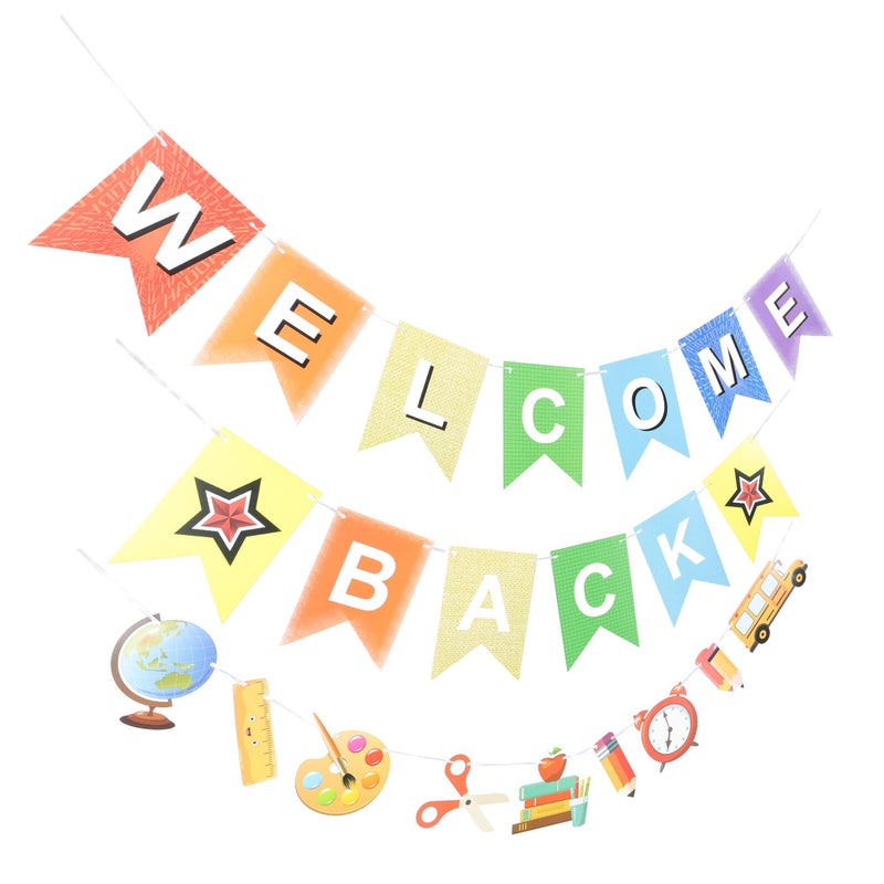 Back To School Hanging Banner 2 Pieces Classroom Party Decorations Indoor Outdoor - Image 2