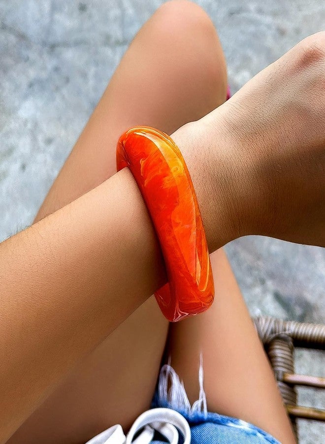 MIFYNN Chunky Transparent Acrylic Bracelet - Irregular Large Square Geometric Polygon Bangle for Women (Orange) - Image 4