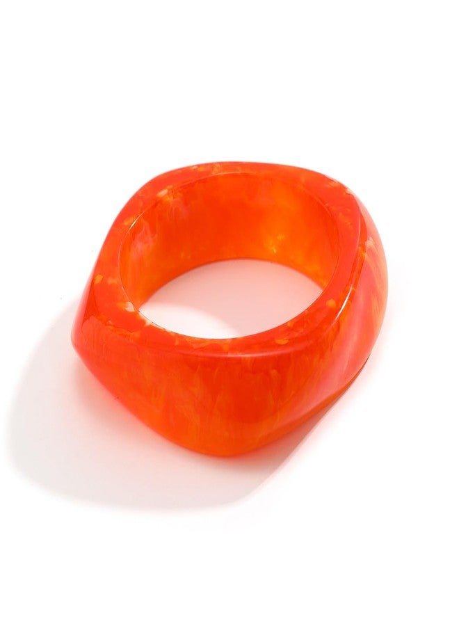 MIFYNN Chunky Transparent Acrylic Bracelet - Irregular Large Square Geometric Polygon Bangle for Women (Orange) - Image 1