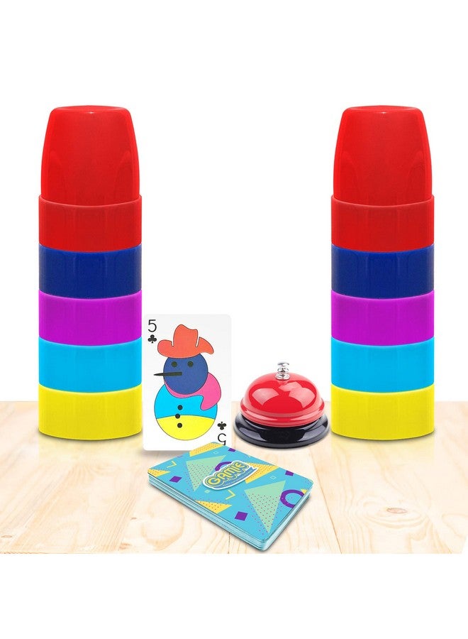 Gamie Stacking Cups Game- with 54 Challenges, 20 Stacking Cups, Bell and Instruction Sheet- Educational Color and Shape Matching Game- Classic Quick Stacks Set for Boys, Girls, Teens, Adults - Image 5