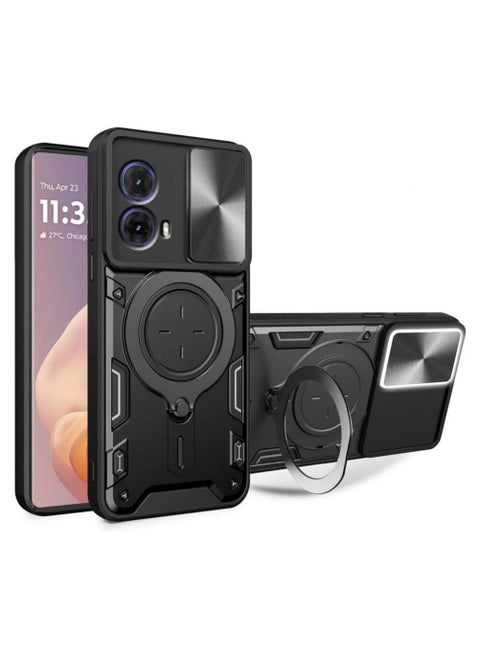 Compatible with Motorola Moto G85 5G Case with 360°Rotatable Ring Stand,[Compatible with Mag-Safe][Slide Camera Cover] Military Grade Heavy Duty Protective Case