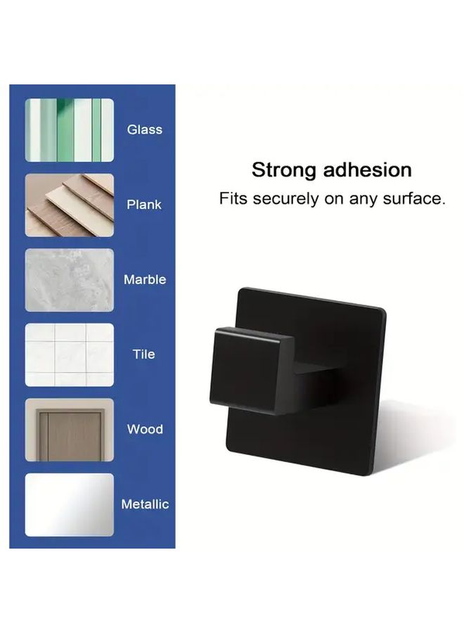 Black Self Adhesive Bathroom Hooks 10pcs No Drill Stainless Steel Damage Free Installation Space Saving Organizer - Image 4