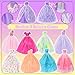 BLIJOLA 62Pcs Doll Clothes Accessories 3 Princess Wedding Gowns 2 Evening and 5 Fashion Casual Dresses 2 Tops Pants Outfits 5 Slip Dresses 2 Swimsuits 10 Shoes 10 Hangers for 115 Inch Girl Doll - Image 4