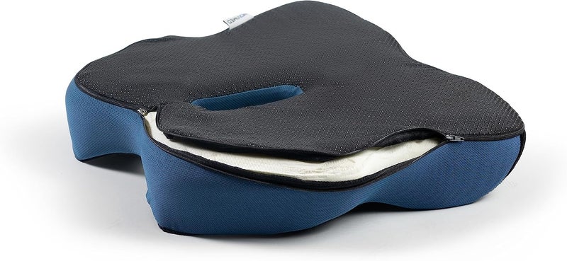 NOVIMED Memory Foam Chair Cushion - Ergonomic Support for Gaming, Car, and Office Chairs - Pain Relief for Sciatica, Back, Tailbone, and Hemorrhoids - Black & Blue - Image 3