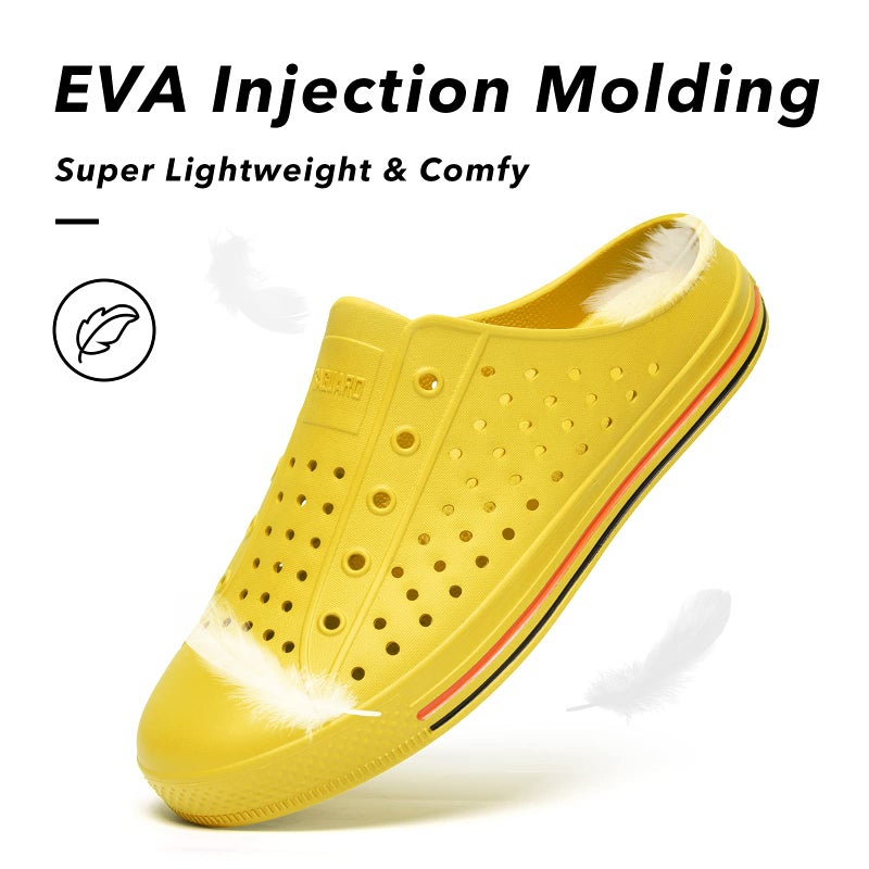 SAGUARO Women's Men's Garden Clogs Shoes Casual Slippers Unisex Quick Drying Sandals Summer Anti-Slip Beach Shoes Yellow 6.5 Women/4.5 Men - Image 3