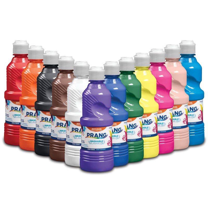 Prang Washable Tempera Paint Assorted Colors 16 Oz 12 Count