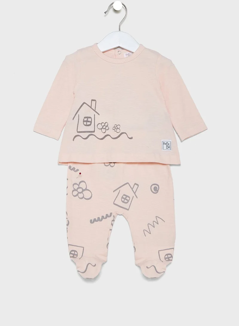 Babybol Infant Graphic T-Shirt + Pyjama Set
