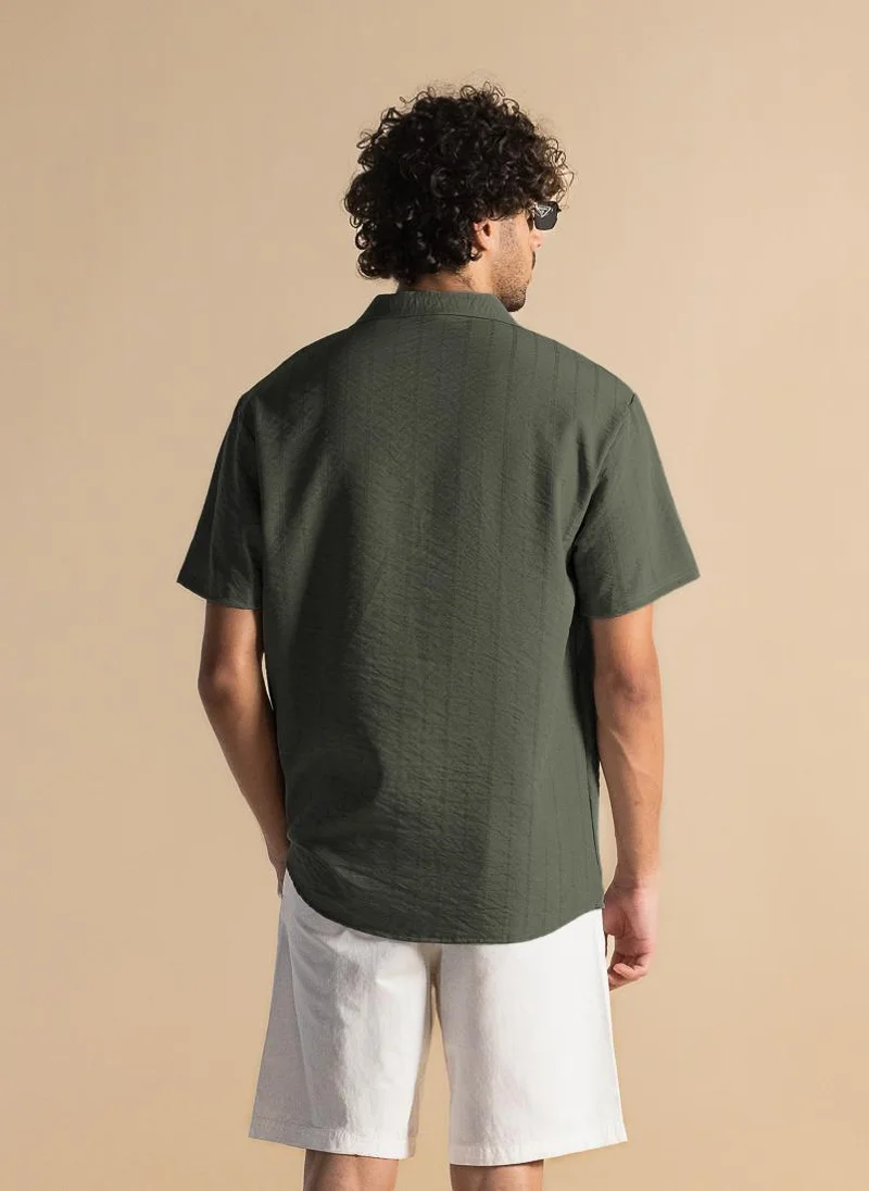 SHAPES TEXTURED RAYON SHIRT
