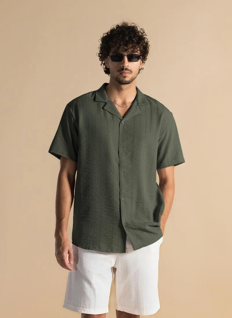 SHAPES TEXTURED RAYON SHIRT