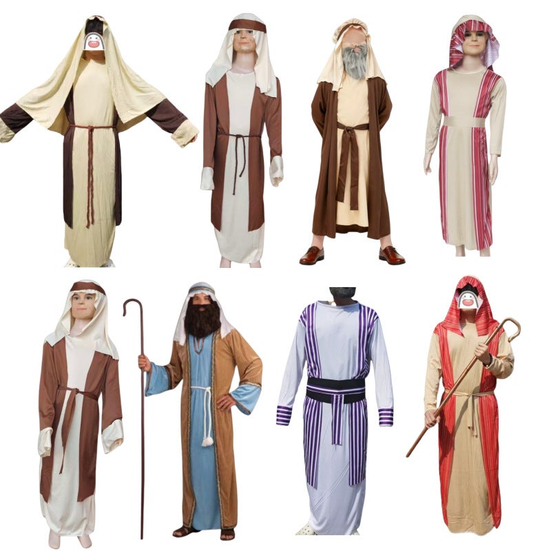 Traditional Arab Shepherd Costume for Halloween Masquerade Party, Middle Eastern Robe Outfit for Adults and Kids - Image 2