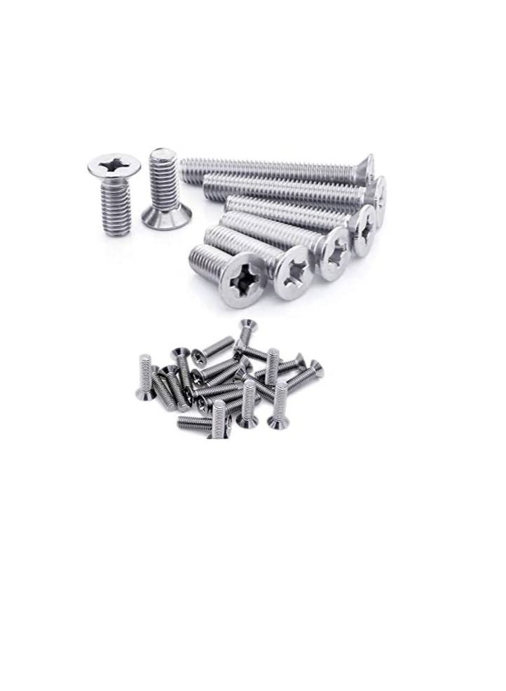 Machine Screw CSK Philip & Countersunk Head for DIY Electrical & Kitchen Furniture Pull Cabinet Door Handles Pack of 25 (M6 X 20 MM) - Image 1