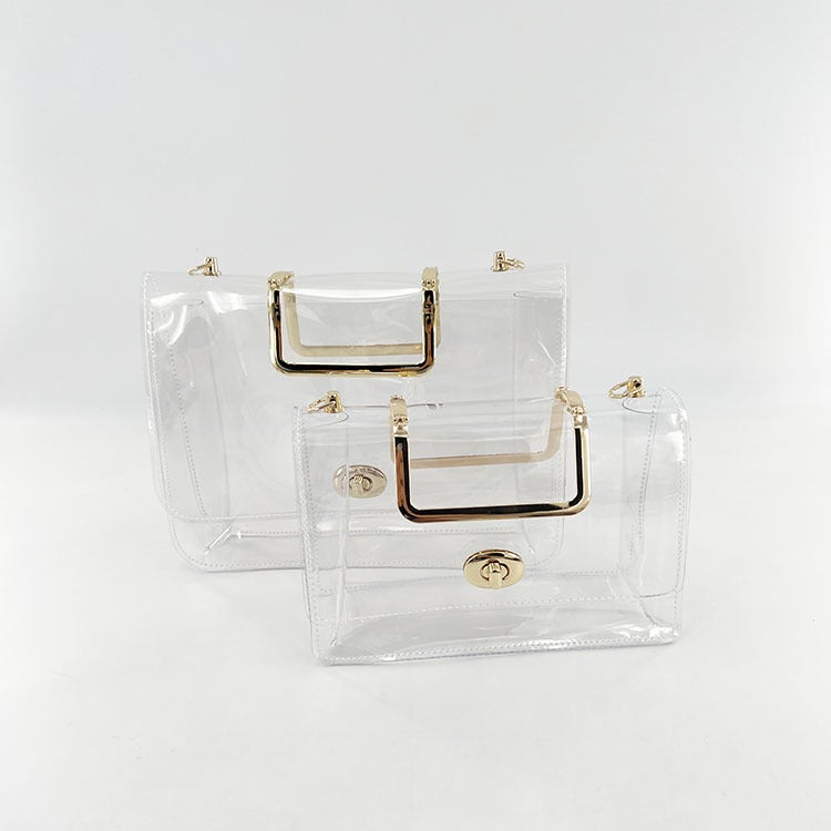 2023 Spring And Jelly Transparent Bag Leopard Print Wide Shoulder Strap Metal Wrist Small Square Bag Gymnasium Women'S Bag - Image 3