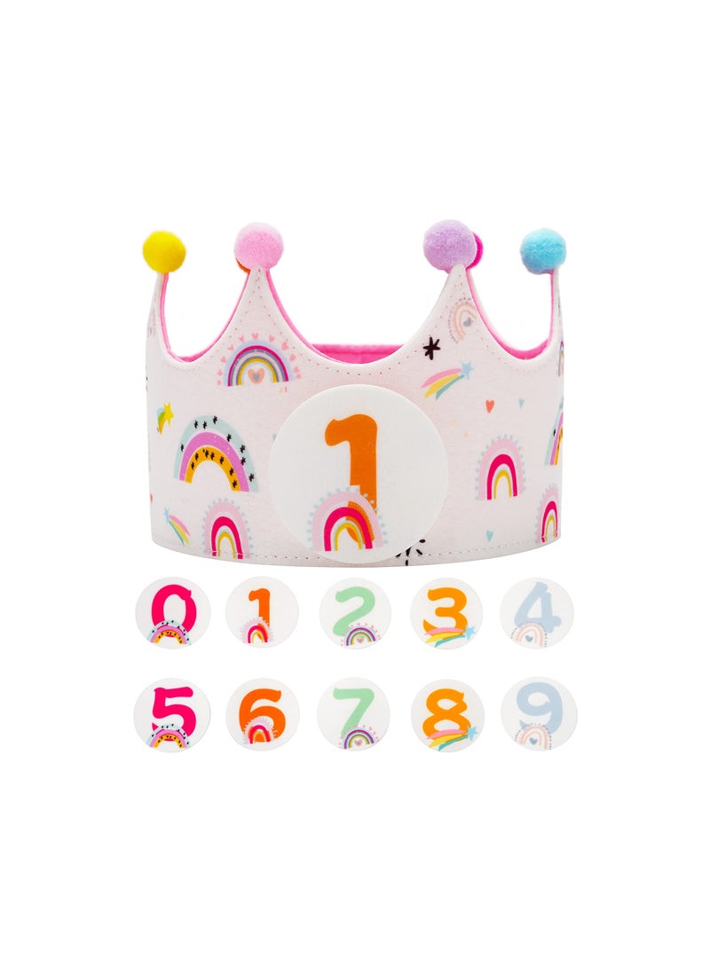 Adjustable Rainbow Unicorn Birthday Crown for Kids, Perfect for 0-9 Years Old Birthday Parties, Happy Birthday Hat and Decoration for Celebrating Special Moments. - Image 1