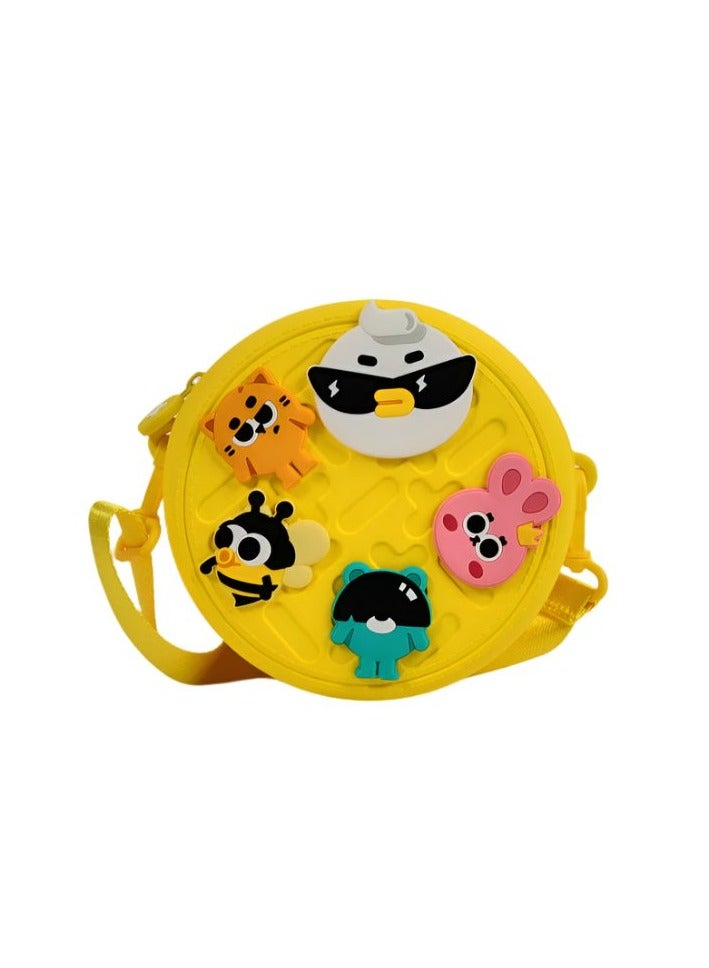 بيكوسيسي شنطة اطفال يد صفراء بتصميم كرتوني جذاب، سحاب آمن، وحزام كتف قابل للتعديل - Image 1