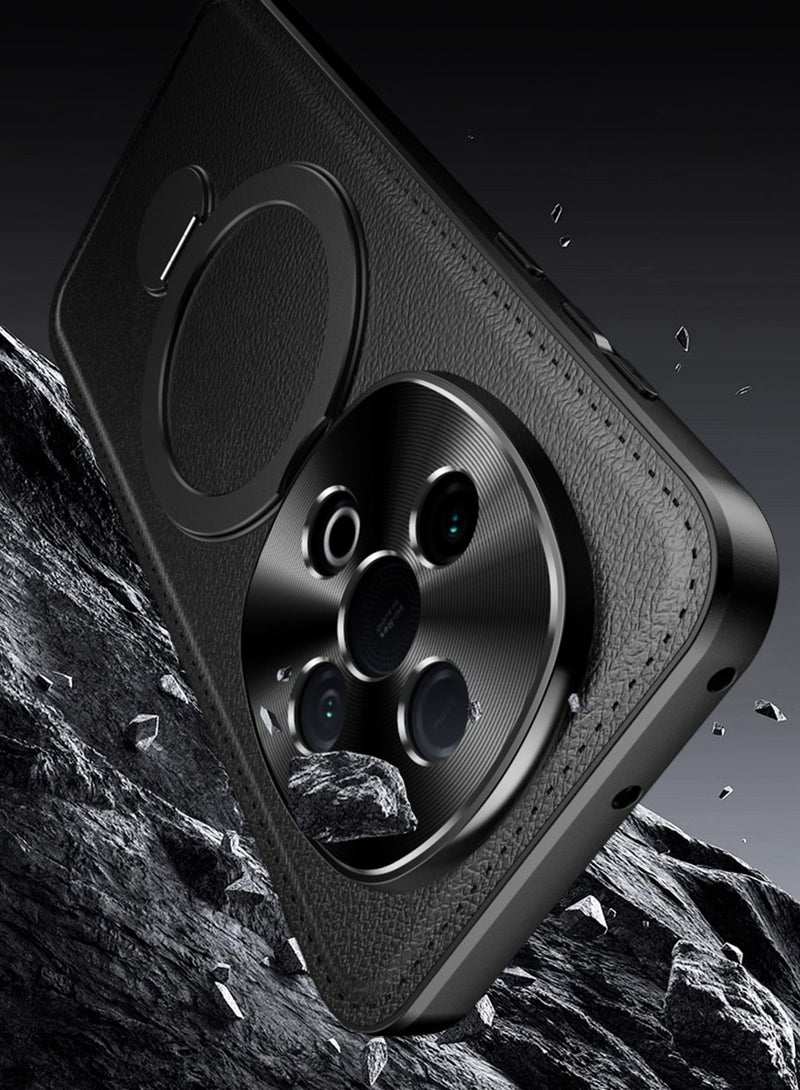 general Ultra thin Case for Vivo Y300 Pro, Metal Camera Protection Cover, Leather Magnetic Ring Wireless Charging Cases - Image 4