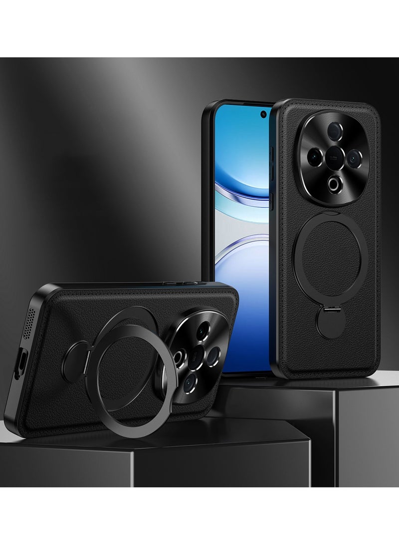 general Ultra thin Case for Vivo Y300 Pro, Metal Camera Protection Cover, Leather Magnetic Ring Wireless Charging Cases - Image 1