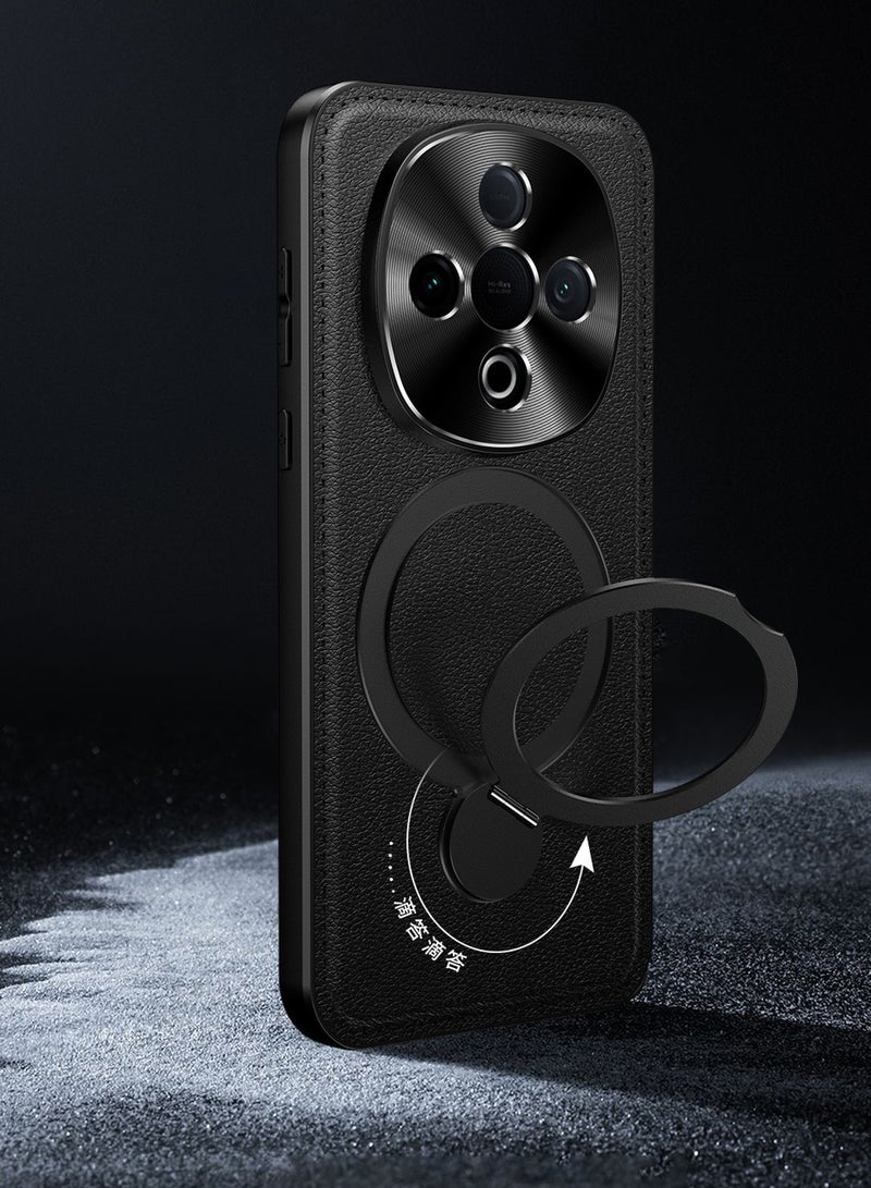 general Ultra thin Case for Vivo Y300 Pro, Metal Camera Protection Cover, Leather Magnetic Ring Wireless Charging Cases - Image 2