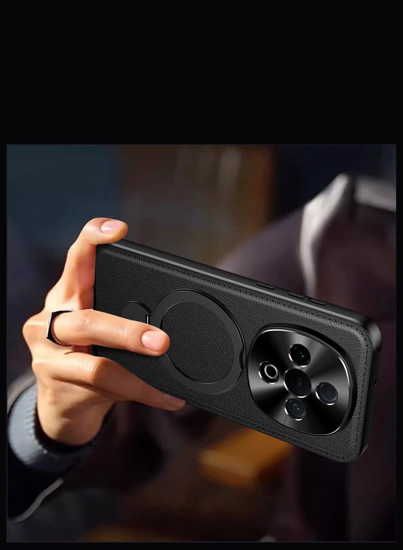 general Ultra thin Case for Vivo Y300 Pro, Metal Camera Protection Cover, Leather Magnetic Ring Wireless Charging Cases - Image 5