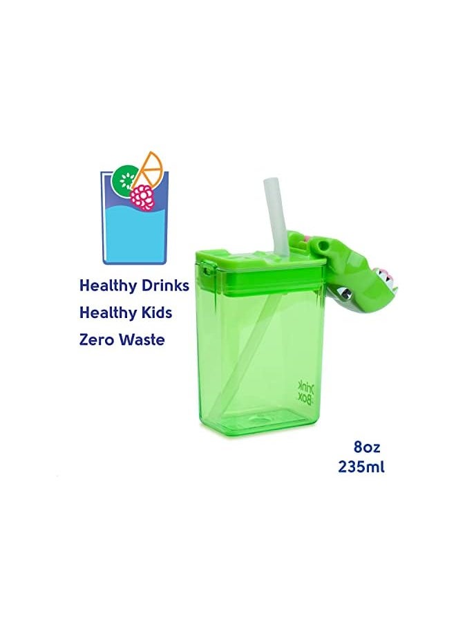 Precidio - In The Box Funtops Eco Friendly Reusable Drink And Juice Box Container By Precidio Design 8Oz T Rex - Image 1