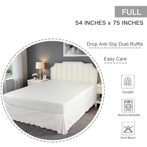 Hi -G HIG OffWhite Chic Full Bed Skirt Easy Fit Scallop Edge Pleated Bedskirts 14 Inch Drop AntiSlip Dust Ruffle Thick Fabric for Enhanced Privacy PreWashed for LongLasting UseN60022 - Image 3