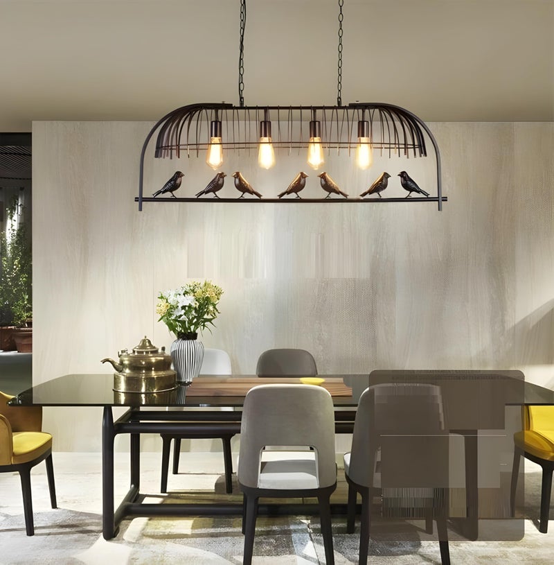 twixle 7 Birds Vintage (Black) chendelier Retro Pendant Light Industrial Wrought Iron Circular Bird Antique Cage Hanging Ceiling Light for Restaurant, Bar and Room (Bulb Not Included) - Image 3